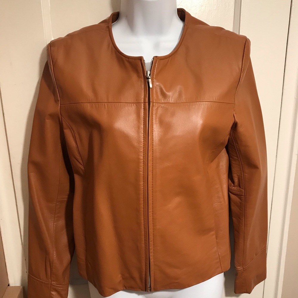 Beautiful Apostrophe Genuine Leather Jacket (Brown)